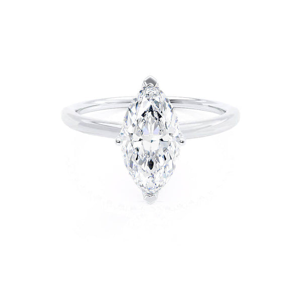 LULU - Marquise Diamond Petite Solitaire 18k White Gold Engagement Ring