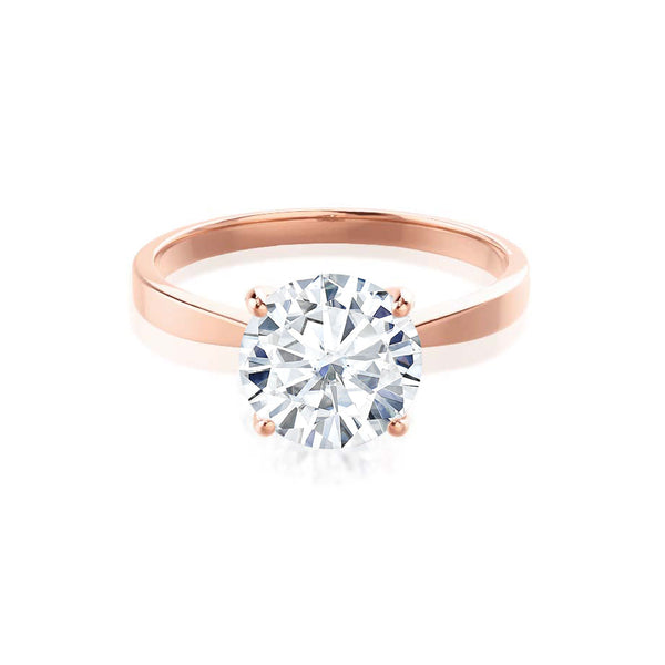 LOTTIE - Round Diamond 4 Prong Tulip Solitaire 18k Rose Gold Engagement Ring