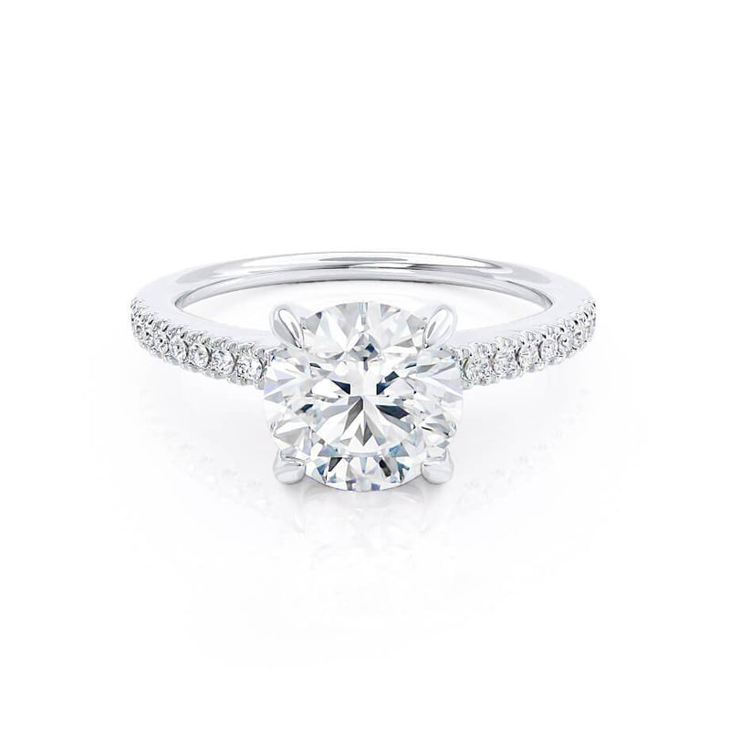 CATALINA - Round Diamond Shoulder Set 18k White Gold Engagement Ring