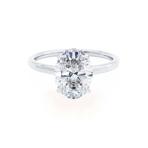 LULU - Oval Diamond Petite Solitaire 18k White Gold Engagement Ring