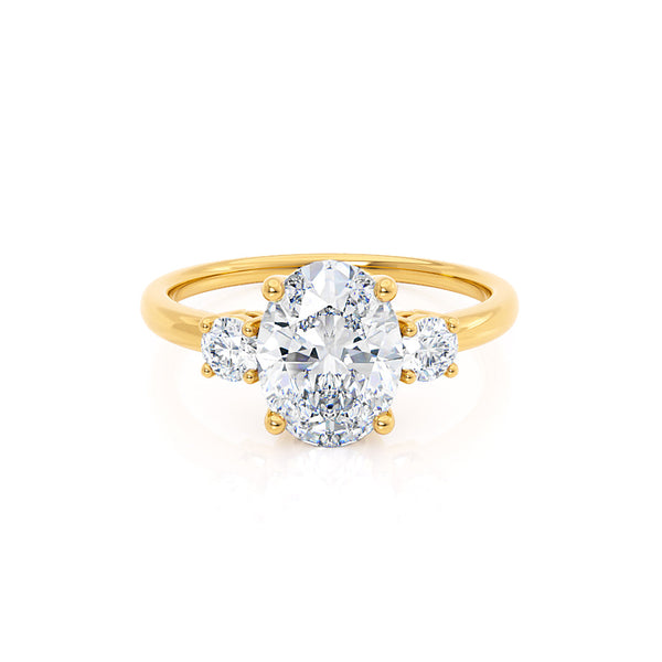 LOUELLA - Diamond Oval Petite Trilogy 18k Yellow Gold Engagement Ring