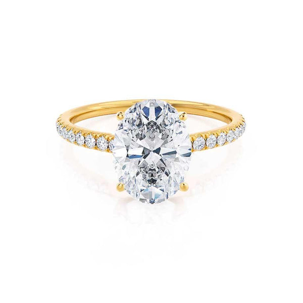 MACY - Oval Diamond Petite Pavé 18k Yellow Gold Engagement Ring