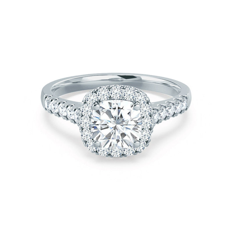 OPHELIA - Cushion Diamond Halo Platinum 950 Engagement Ring