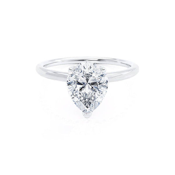 LULU - Pear Diamond Petite Solitaire 18k White Gold Engagement Ring