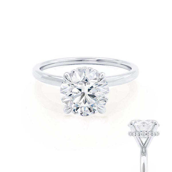 PARIS - Round Diamond Hidden Halo 18k White Gold Engagement Ring
