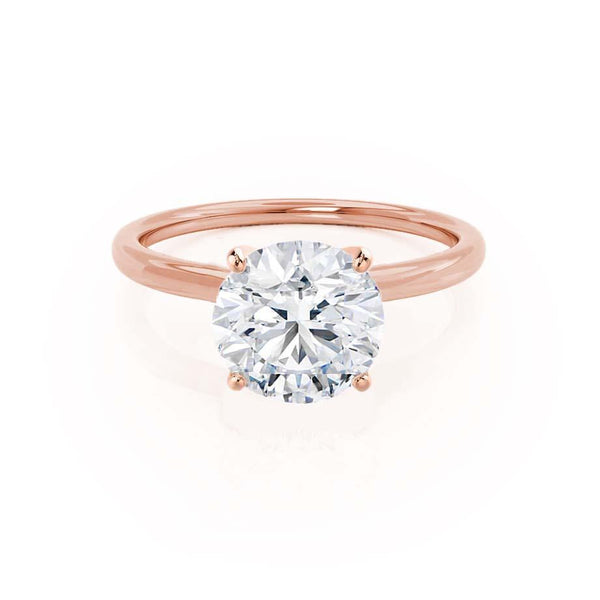 LULU - Round Diamond Petite Solitaire 18k Rose Gold Engagement Ring