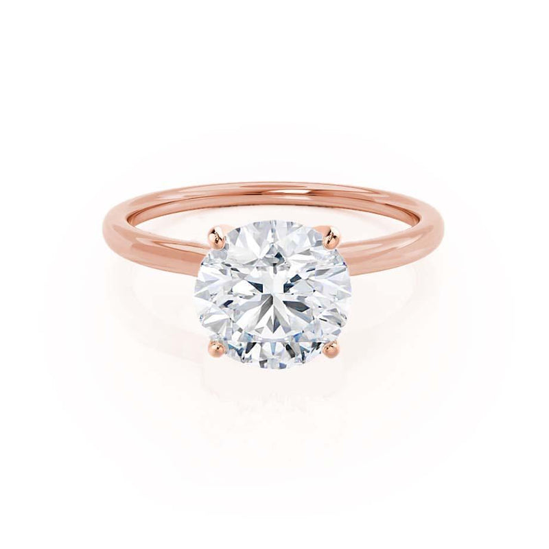 LULU - Round Diamond Petite Solitaire 18k Rose Gold Engagement Ring