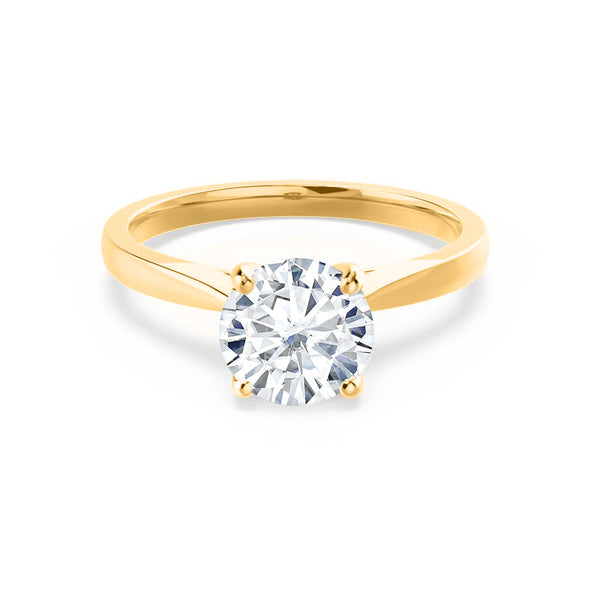 ELENA - Round Diamond Solitaire Cathedral 18k Yellow Gold Engagement Ring