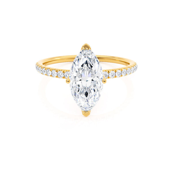 MACY - Marquise Diamond Petite Solitaire 18k Yellow Gold Engagement Ring