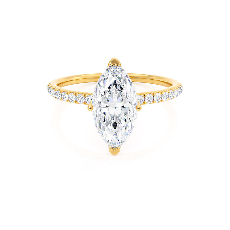 MACY - Marquise Diamond Petite Solitaire 18k Yellow Gold Engagement Ring
