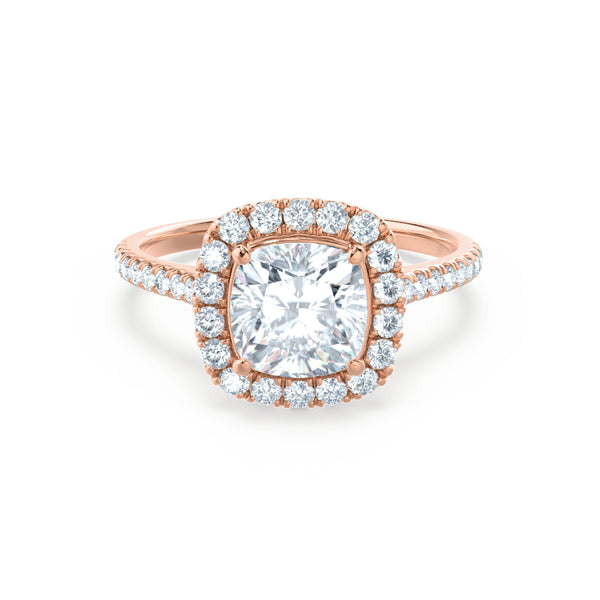 VIOLETTE - Cushion Diamond Petite Halo 18k Rose Gold Engagement Ring