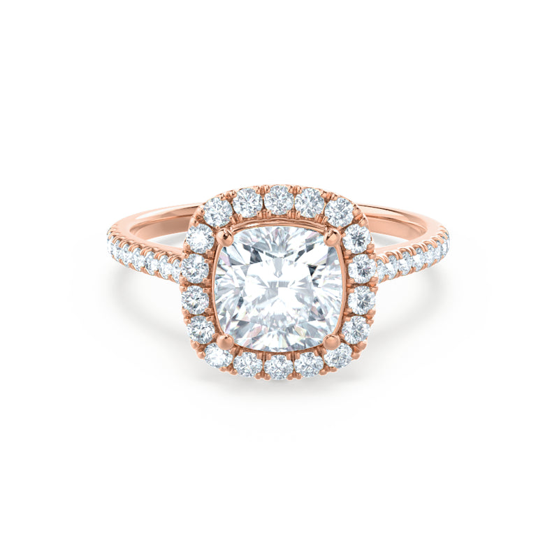 VIOLETTE - Cushion Diamond Petite Halo 18k Rose Gold Engagement Ring