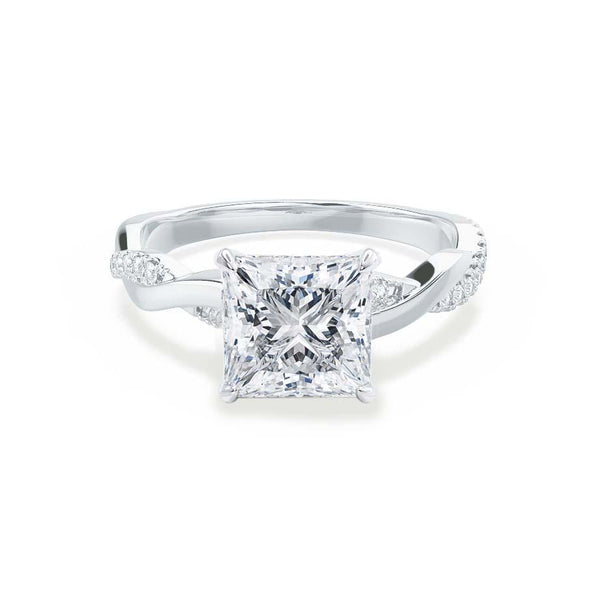 EDEN - Princess Diamond Vine Solitaire 18k White Gold Engagement Ring