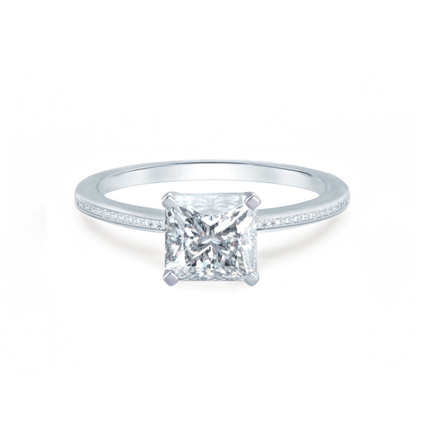 IRIS - Princess Diamond Petite Channel set 18k White Gold Engagement Ring