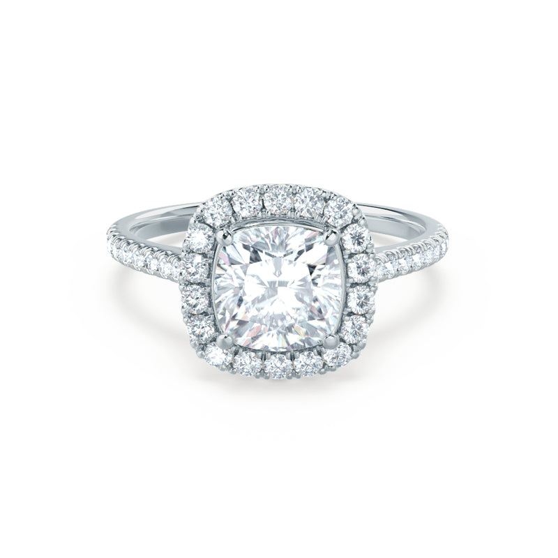 VIOLETTE - Cushion Diamond Petite Halo 18k White Gold Engagement Ring