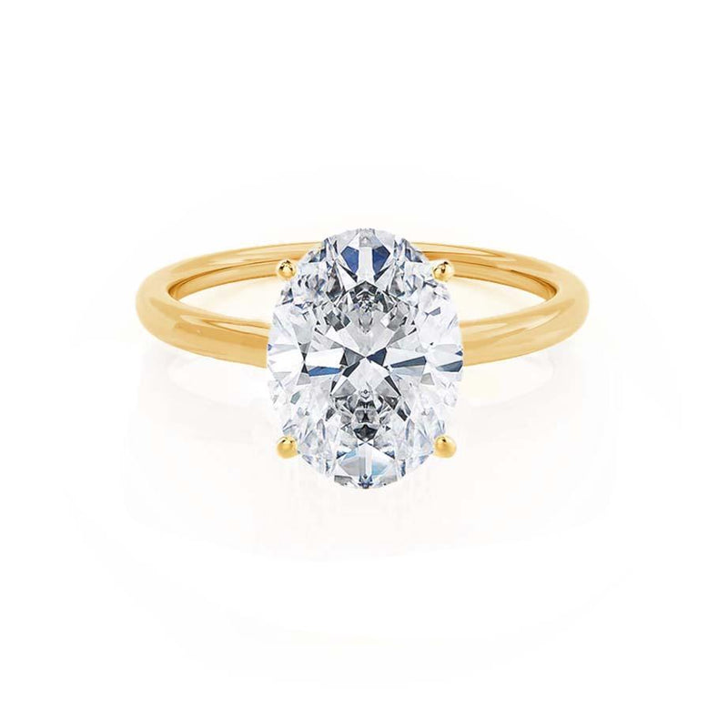 LULU - Oval Diamond Petite Solitaire 18k Yellow Gold Engagement Ring