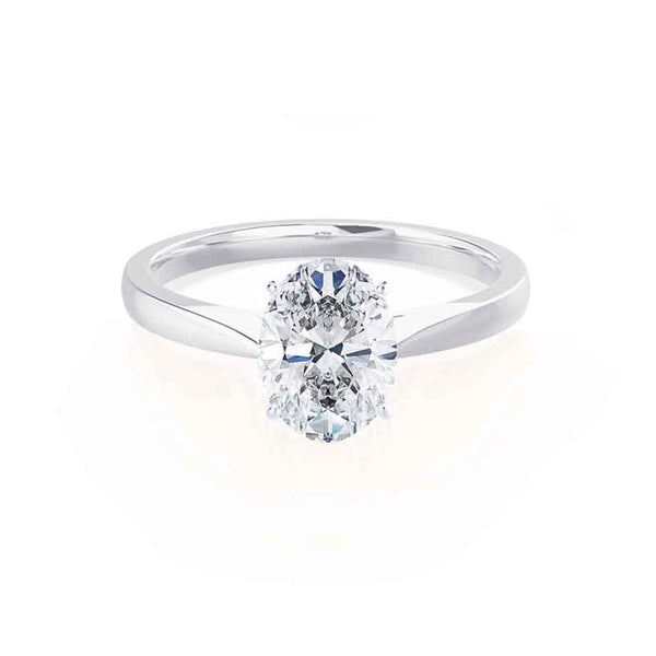 ISABELLA - Oval Diamond Solitaire 18k White Gold Engagement Ring