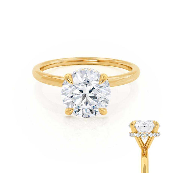 PARIS - Round Diamond Hidden Halo 18k Yellow Gold Engagement Ring