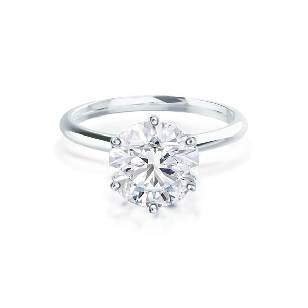 LILLIE - Round Diamond 6 Prong Knife Edge Solitaire Platinum 950 Engagement Ring