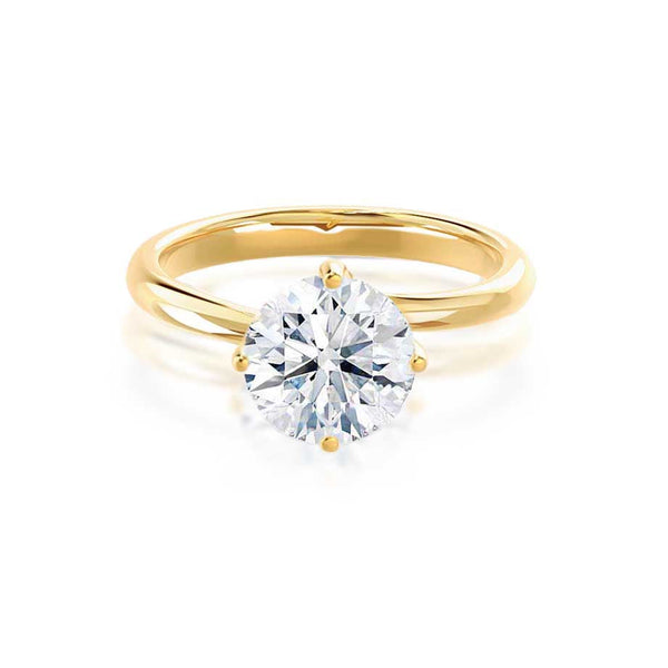 ANNORA - Round Diamond Twist Solitaire 18k Yellow Gold Engagement Ring