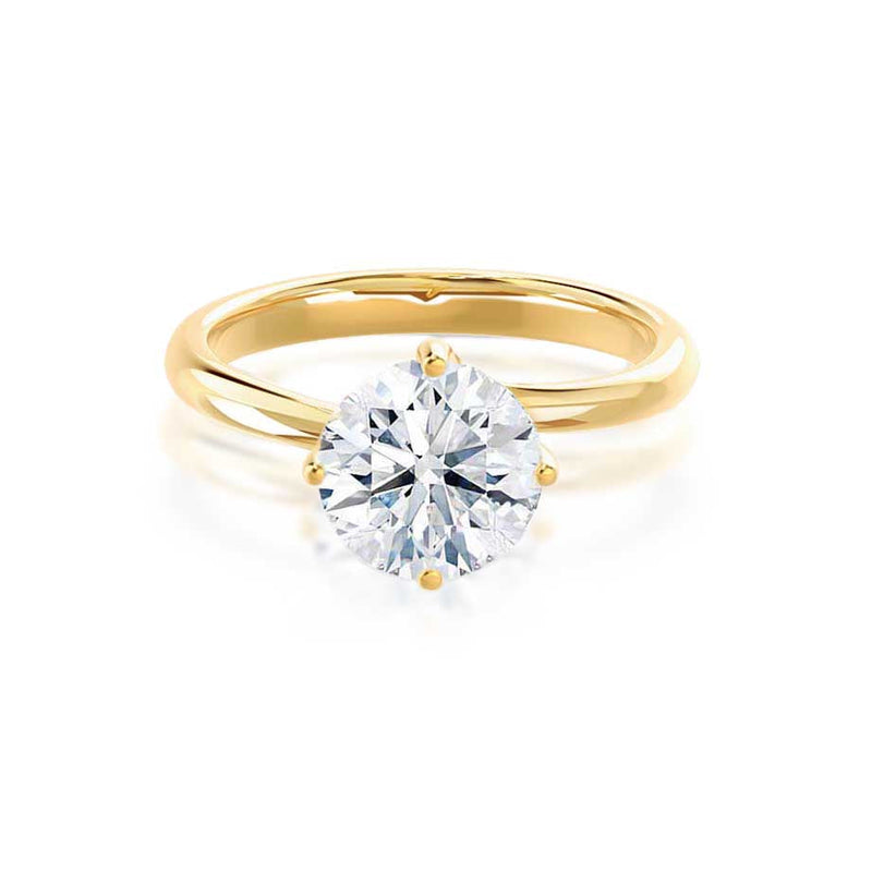 ANNORA - Round Diamond Twist Solitaire 18k Yellow Gold Engagement Ring