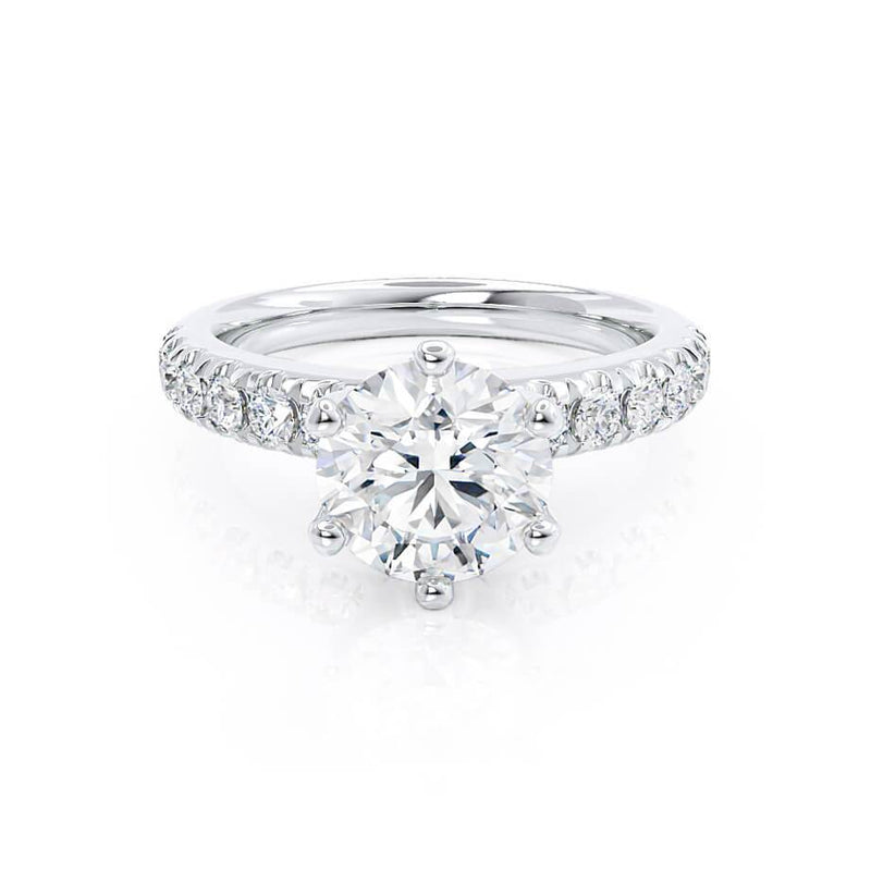 BELLE - Round Diamond Shoulder Set Platinum 950 Engagement Ring