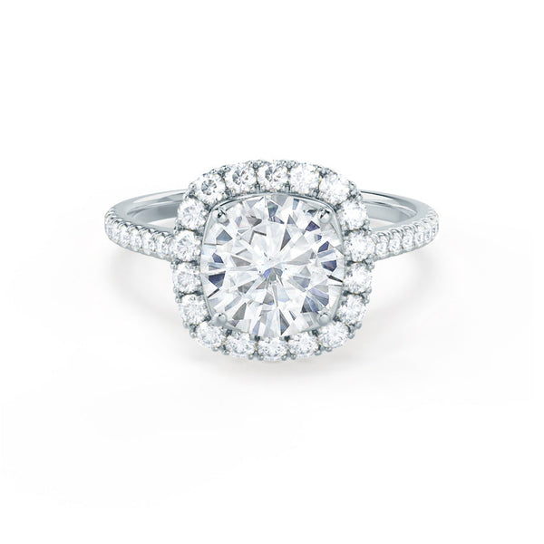 BLUSH - Round Diamond Petite Halo Platinum 950 Engagement Ring