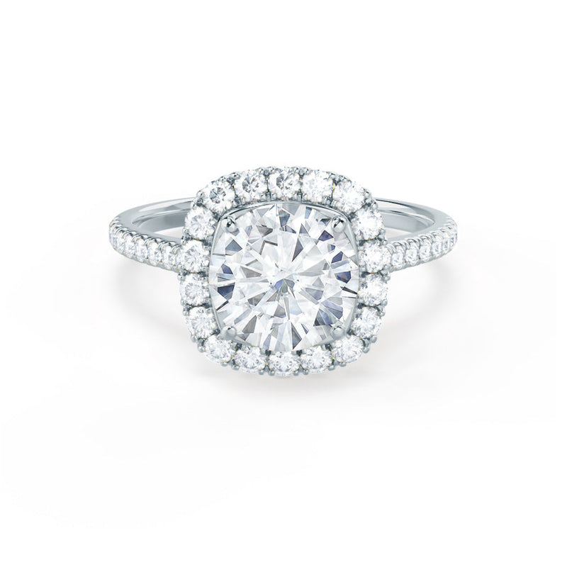 BLUSH - Round Diamond Petite Halo Platinum 950 Engagement Ring