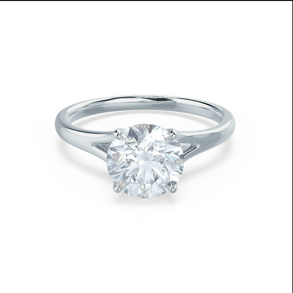 DAHLIA - Round Diamond Split Shank Solitaire 18k White Gold Engagement Ring