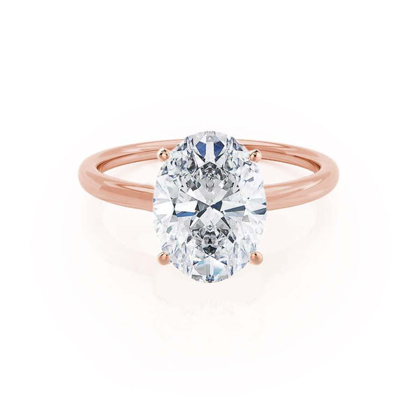 LULU - Oval Diamond Petite Solitaire 18k Rose Gold Engagement Ring