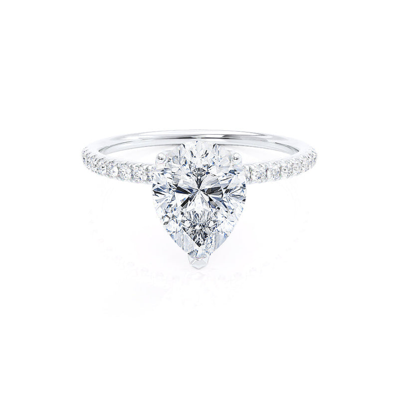 MACY - Pear Diamond Petite Shoulder Set Platinum 950 Engagement Ring