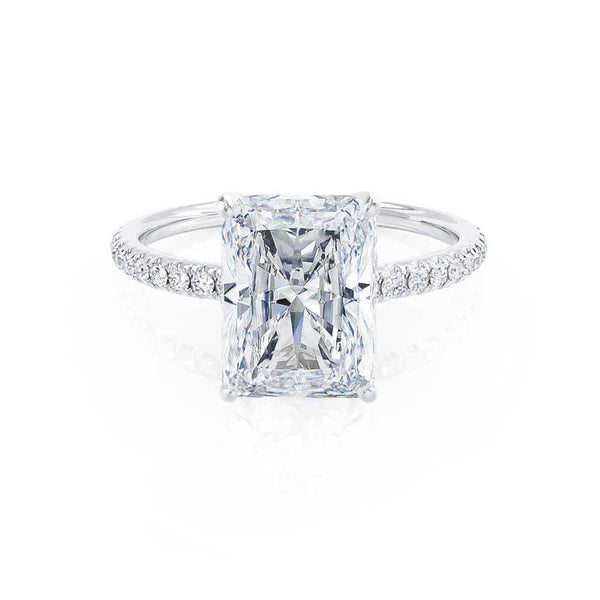 MACY - Radiant Diamond Petite Pavé 18k White Gold Engagement Ring