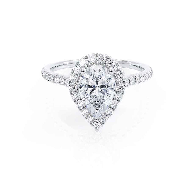 HARLOW - Pear Diamond Halo Platinum 950 Engagement Ring