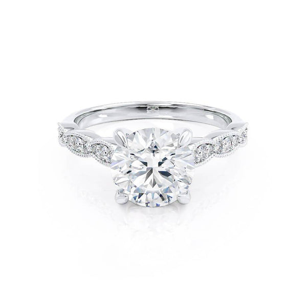 HONOR - Round Diamond Shoulder Set Platinum 950 Engagement Ring