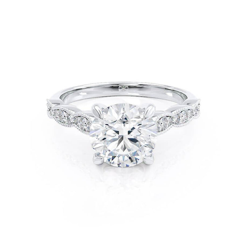HONOR - Round Diamond Shoulder Set Platinum 950 Engagement Ring