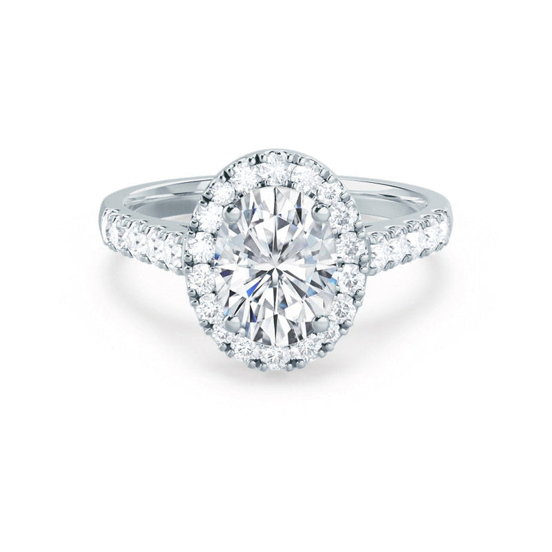 ROSA - Oval Diamond Halo 18k White Gold Engagement Ring