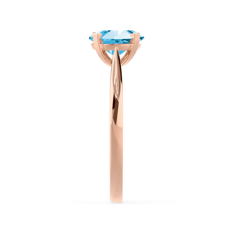 ISABELLA - Oval Aqua Spinel 18k Rose Gold Solitaire Ring Engagement Ring Lily Arkwright