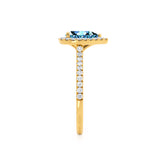 HARLOW - Pear Aqua Spinel & Diamond 18k Yellow Gold Halo Engagement Ring Lily Arkwright
