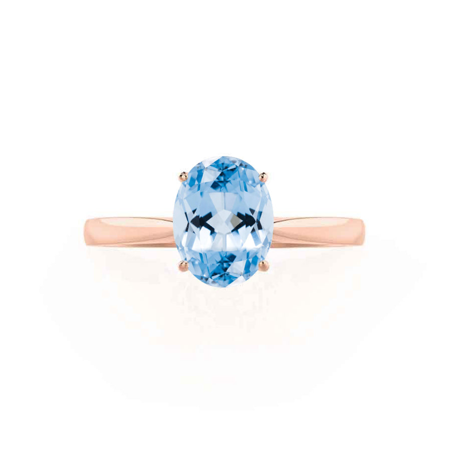 ISABELLA - Oval Aqua Spinel 18k Rose Gold Solitaire Ring