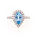 HARLOW - Pear Aqua Spinel & Diamond 18k Rose Gold Halo Engagement Ring Lily Arkwright