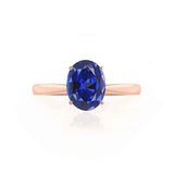 ISABELLA - Oval Blue Sapphire 18k Rose Gold Solitaire Ring Engagement Ring Lily Arkwright