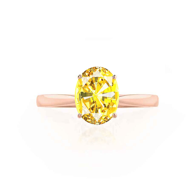 ISABELLA - Oval Yellow Sapphire 18k Rose Gold Solitaire Ring Engagement Ring Lily Arkwright