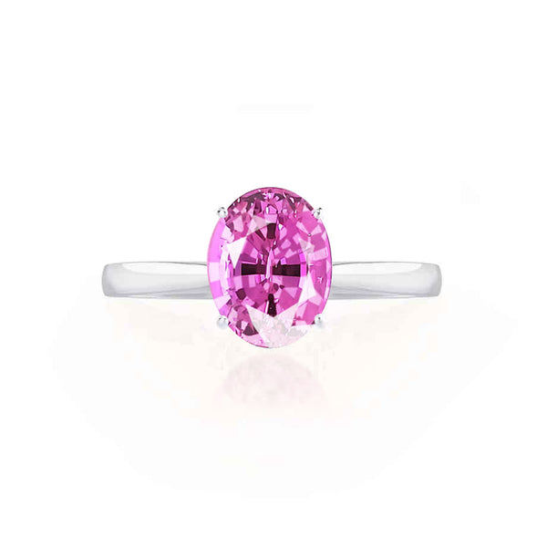 ISABELLA - Oval Pink Sapphire 18k White Gold Solitaire Ring Engagement Ring Lily Arkwright