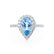 HARLOW - Pear Aqua Spinel & Diamond 950 Platinum Halo Engagement Ring Lily Arkwright