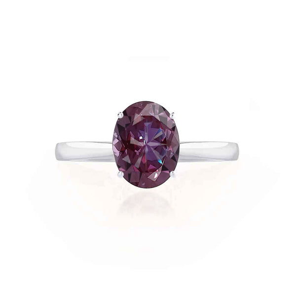 ISABELLA - Oval Alexandrite 18k White Gold Solitaire Ring Engagement Ring Lily Arkwright