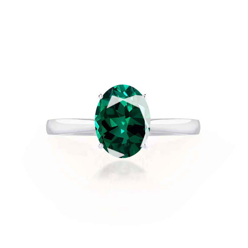 ISABELLA - Oval Emerald 950 Platinum Solitaire Ring Engagement Ring Lily Arkwright
