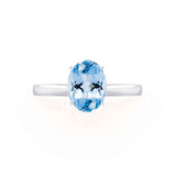 ISABELLA - Oval Aqua Spinel 950 Platinum Solitaire Ring Engagement Ring Lily Arkwright