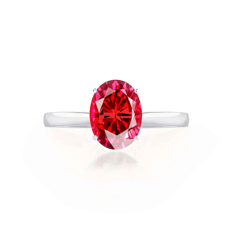 ISABELLA - Oval Ruby 18k White Gold Solitaire Ring Engagement Ring Lily Arkwright