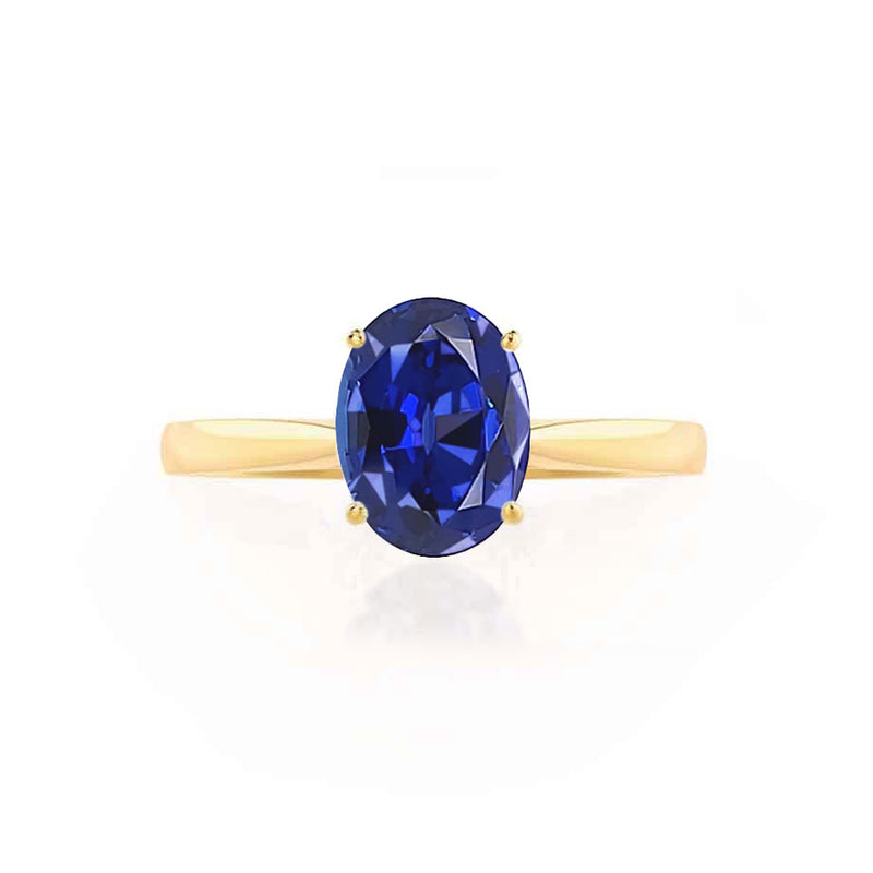 ISABELLA - Oval Blue Sapphire 18k Yellow Gold Solitaire Ring Engagement Ring Lily Arkwright