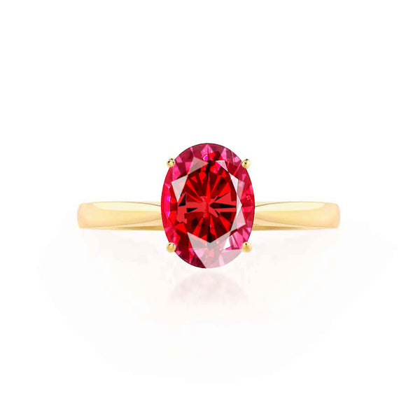 ISABELLA - Oval Ruby 18k Yellow Gold Solitaire Ring Engagement Ring Lily Arkwright